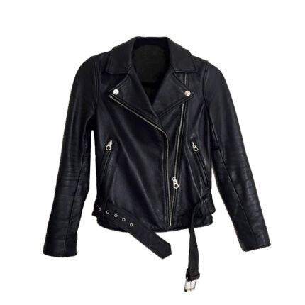 Stylish Biker Black Cow-Hide Leather Jacket for Women