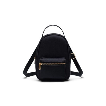 Compact Black Canvas Crossbody Bag with Front Zipper Pocket and Adjustable Strap
