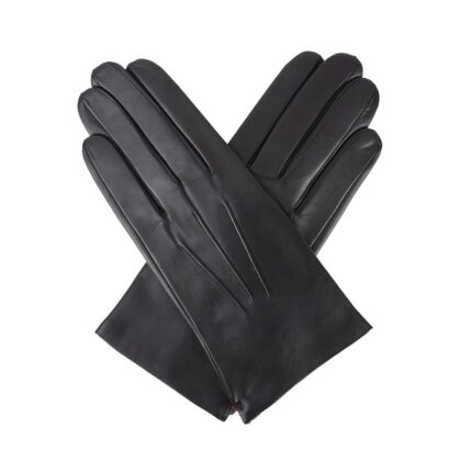 Elegant Black Leather Gloves with Slim Fit and Stylish Stitching