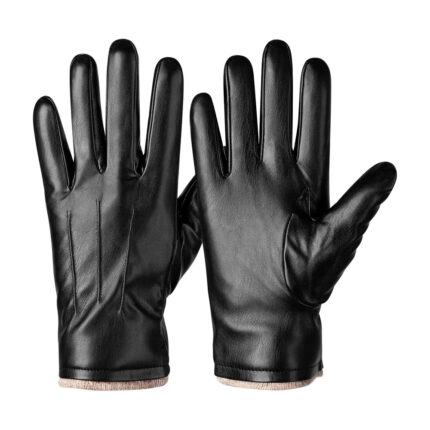 Classic Black Leather Gloves with Soft Lining for Men and Women