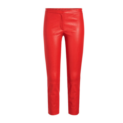 Bold Red Leather Skinny Pants for Women with Slim Fit Design