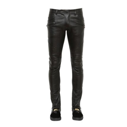 Trendy Black Leather Skinny Pants for Women with Zip Details