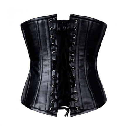 Classic Black Leather Corset with Lace-Up Detail for a Perfect Fit